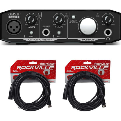 Onyx Artist 1.2 2x2 USB Audio Recording Studio Interface + (2) XLR Cables