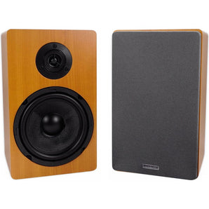 (2) Rockville RockShelf 64C Wood 6.5" Home Bookshelf Speakers+8" Wood Stands