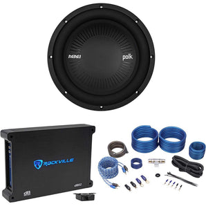 Polk Audio MM1042DVC 10” 1200w DVC Car Audio Subwoofer+Mono Amplifier+Amp Kit