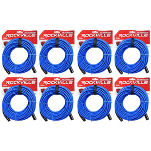 8 Rockville RCXFM50P-BL Blue 50' Female to Male REAN XLR Mic Cable 100% Copper