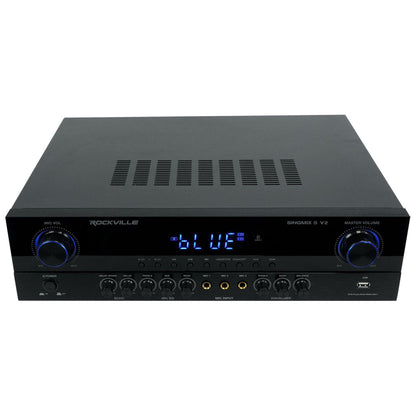 Rockville SINGMIX 5 Bluetooth Home Receiver Amp+(4) 6.5" LED Ceiling Speakers