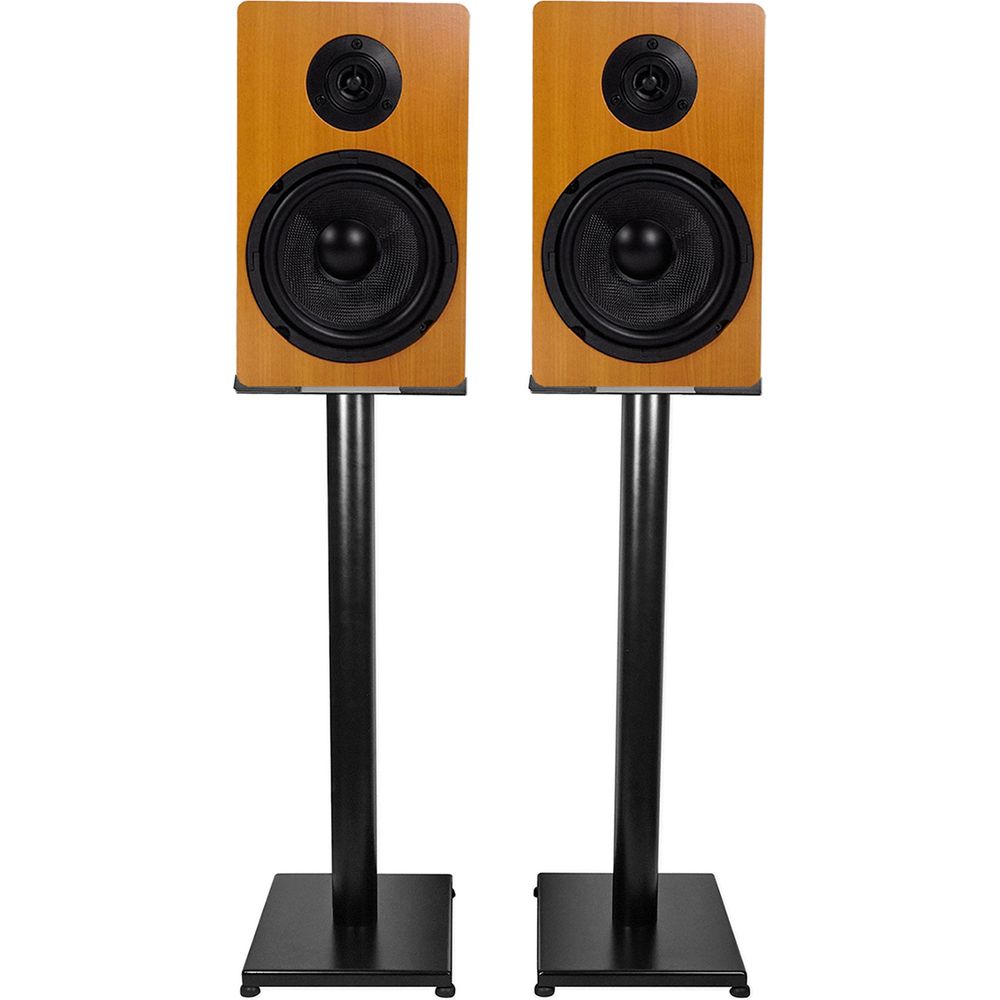 RockShelf 64C Classic 6.5" Home Bookshelf Speakers w/29" Stands