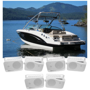 (6) Rockville HP4S 4" Marine Box Speakers with Swivel Bracket For Boats