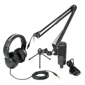 Audio Technica AT2020USB+PK Studio Recording Kit-USB Microphone+Headphones+Boom