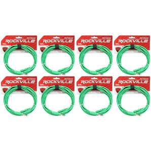 8 Rockville RCTR110G Green 10' 1/4'' TRS to 1/4'' TRS  Cable 100% Copper