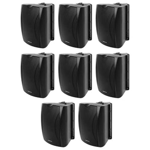 8) Rockville WET-5B 70V 5.25" IPX55 Black Commercial Indoor/Outdoor Wall Speakers