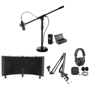 Audio Technica AT4033A Condenser Microphone+Case+Headphone+Shield+Boom+Stand