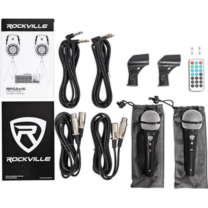 Rockville 15" Church Speakers+Mixer+Stands+Mics+Bluetooth 4 Church Sound Systems