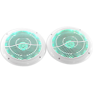 2) Rockville RMC65LW 6.5" 600w White Waterproof Hot Tub Speakers w/ LED's+Remote