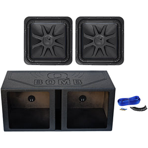 (2) Kicker L7S154 15" 4000w L7S Square Car Subwoofers+Bedlined Sub Box Enclosure