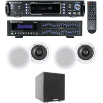 Home Theater Bluetooth Receiver+EQ+(4) Ceiling Speakers+8" Subwoofer