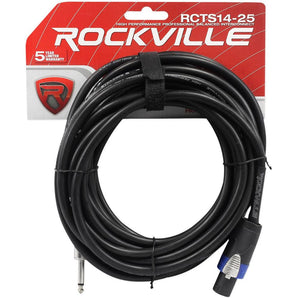 Rockville RCTS1425 25' 14 AWG 1/4" TS to Speakon Speaker Cable 100% Copper