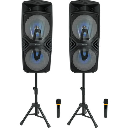 2) Technical Pro Dual 8" Wireless Rechargeable Backyard DJ Party Speakers + Mics