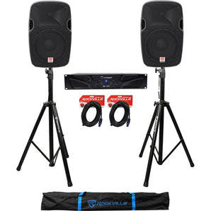 Crown Pro XLi1500 900w 2-Channel DJ/PA Power Amplifier+(2) 12” Speakers+Cables