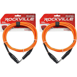 2 Rockville RCXFB6O Orange 6' Female REAN XLR to 1/4'' TRS Balanced Cables OFC