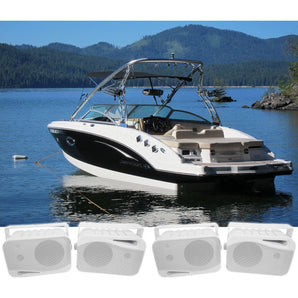 (4) Rockville HP4S 4 inch Marine Box Speakers with Swivel Bracket For Boats