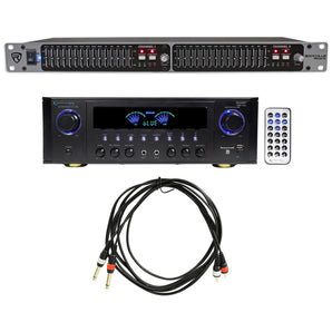 Technical Pro RX45BT Home Theater Receiver Bluetooth USB Bundle with Dual 15 Band Equalizer