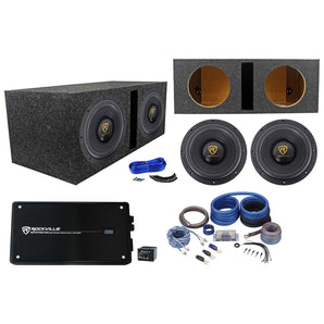 (2) Rockville W10K9D4 10" 6400w Subwoofers+Vented Sub Box+Mono Amplifier+Amp Kit