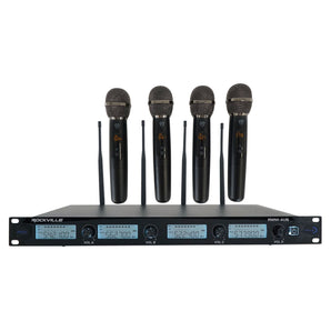 Rockville RWM-4US Quad Wireless UHF 4 Microphone System w/Adjustable Frequency