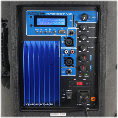 (2) RPG10BT 10" Powered 600W DJ Speakers w/Bluetooth + Totem Stands