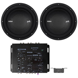 (2) Polk Audio MM1042DVC 10” 1200w Car/Marine Audio Subwoofers Subs+Crossover