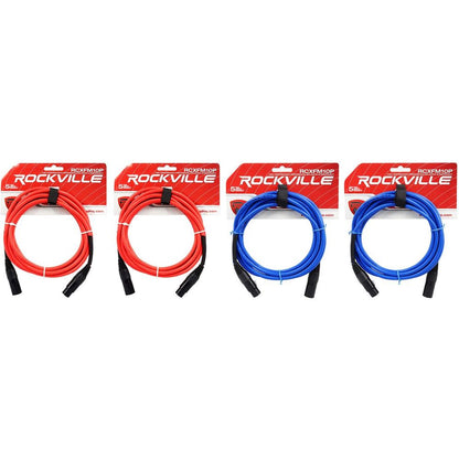 RCXFM10P 10' XLR 4-Pack Red/Blue Bundle
