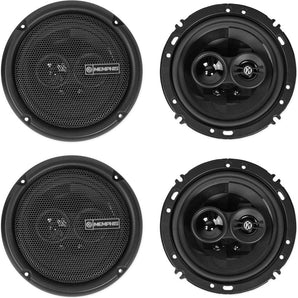 (4) Memphis Audio PRX603 6.5" 100w 3-Way Car Speakers w/PEI Dome Pivot Tweeters