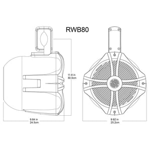 Rockville RGHR-ZA 4 Zone Marine Bluetooth Stereo+(4) Black 8" Wakeboard Speakers