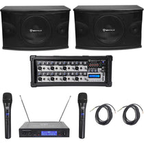 KPS10 10" Karaoke Speakers 2-Pack + RPM85 Mixer + Wireless Mics Bundle