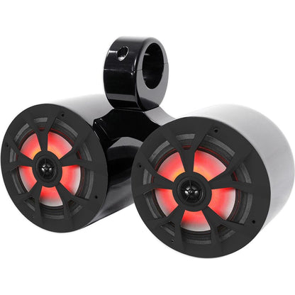 Dual 6.5" 700w Marine Wakeboard LED Speakers+2) Color Grilles