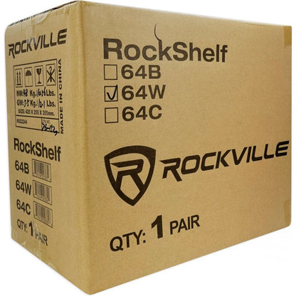 RockShelf 64W White 6.5" Home Bookshelf Speakers w/29" Stands