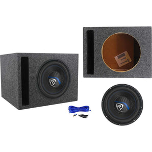 Rockville K5 W10K5S4 10" 1200 Watt 4 Ohm Car Subwoofer+Vented Sub Box Enclosure