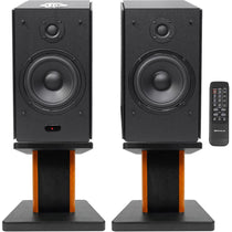 (2) HD5B 5" Powered Bluetooth Bookshelf Speakers + 8" Wood Desktop Stands