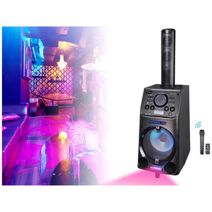 Technical Pro WASP2 10'' Portable Rechargeable LED Party Speaker+(2) Mics+Remote