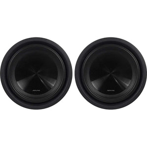 (2) Alpine SWT-10S2 Single 2-Ohm 10-Inch 2000W Shallow Truck Subwoofers