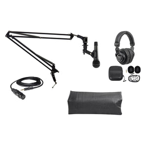 Audio Technica 1-Person PC Podcasting Podcast Bundle wMicrophone+Boom+Headphones