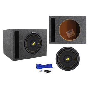 Kicker 44CWCD104 CompC 10" Sub 500W DVC Car Subwoofer+Vented Sub Enclosure Box