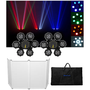 (2) Chauvet DJ Helicopter Q6 DMX Rotating Dance Floor Effect Lights + DJ Facade