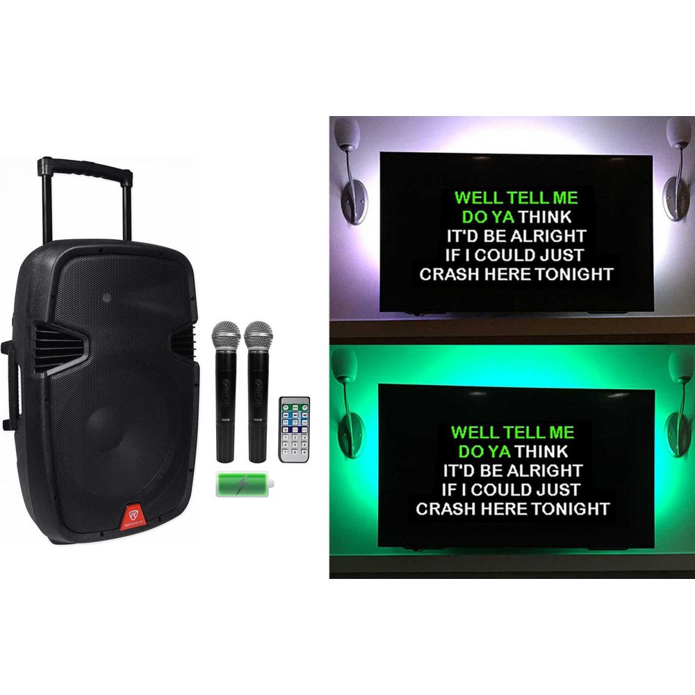 RAM15BT 15" Portable Karaoke System + RGB TV Backlight Bundle