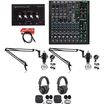 2-Person Podcast Recording Kit with ProFX10 v3 Mixer and Boom Arms