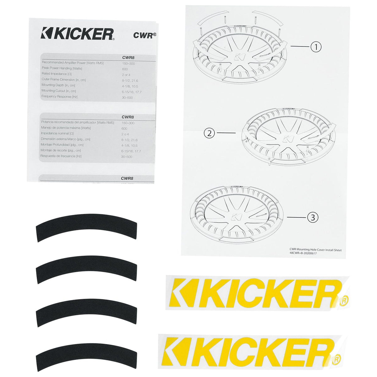 KICKER 48CWR84 CompR 600 Watt 8" Subwoofer DVC 4-ohm Car Audio Sub CWR8-4 COMPR8