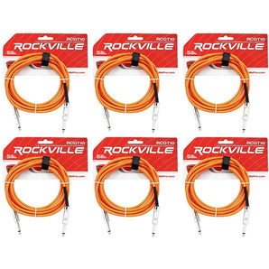 6 Rockville RCGT10O 10'  1/4" TS to 1/4'' TS Guitar/Instrument Cable