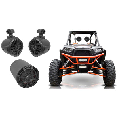 KICKER 46CWTB84 8" Subwoofer In Enclosure+(2) 6.5" Tower Speakers RZR/ATV/UTV