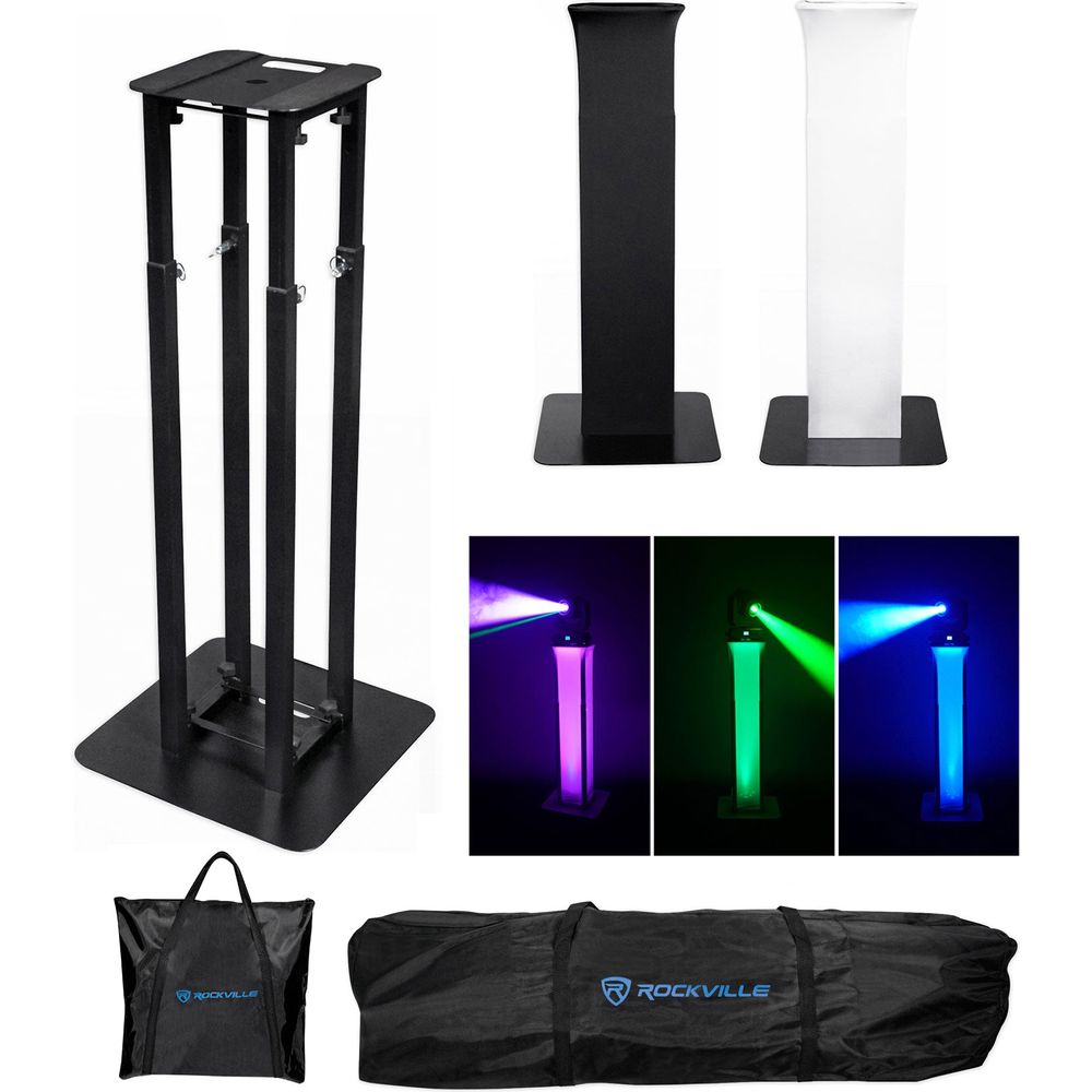 (2) RTP82B 8 ft Adjustable Totem Style DJ Speaker Stands+Facade Booth