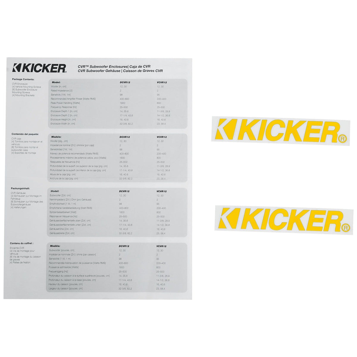 KICKER 48VCVR122 CompVR 800 Watt 12" Car Subwoofer in Vented Sub Box Enclosure