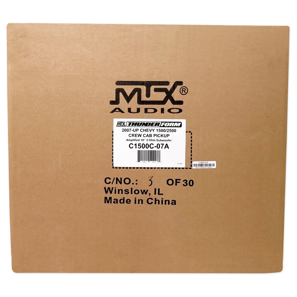 MTX Powered 10" Subwoofer Sub For 2007-2016 Chevrolet Silverado/GMC Sierra Crew