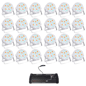 24 Rockville RockPAR50 WHT RGB Par Can DJ/Club Wash Lights+384 Ch DMX Controller