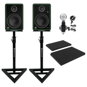 (2) Mackie CR5-XBT 5" Studio Monitors w/ Bluetooth+Microphone+Stands+Foam Pads