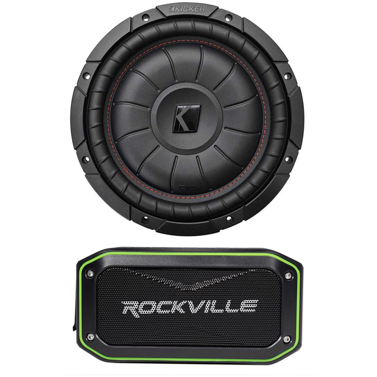 43CVT102 CompVT 10" Slim Subwoofer with ROCK ANYWHERE Bluetooth Speaker