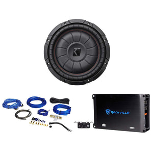 Kicker 43CVT102 COMPVT 10" 800w Slim Shallow Subwoofer+Mono Amplifier+Amp Kit